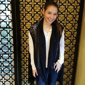 NWT ‎ BLACK LIGHTWEIGHT KNIT CARDIGAN VEST